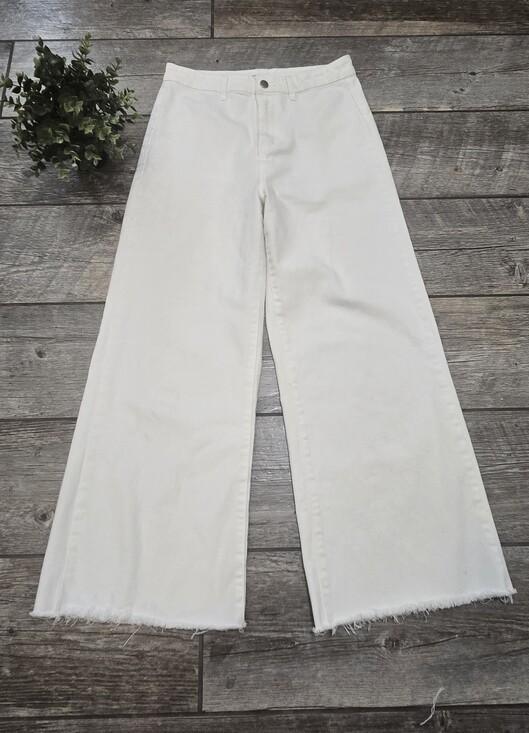 Anniewear Denim - Anniewear White Wide Leg High-Rise Stretchy Jeans, Size Large